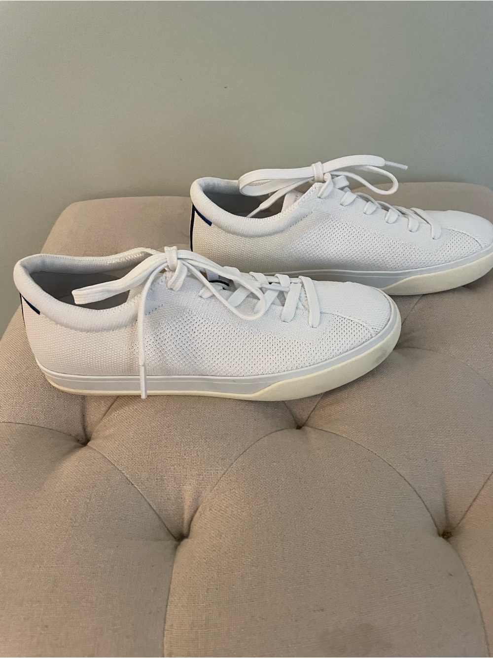 Rothy's White Low-Top Knit Lace-Up Sneakers